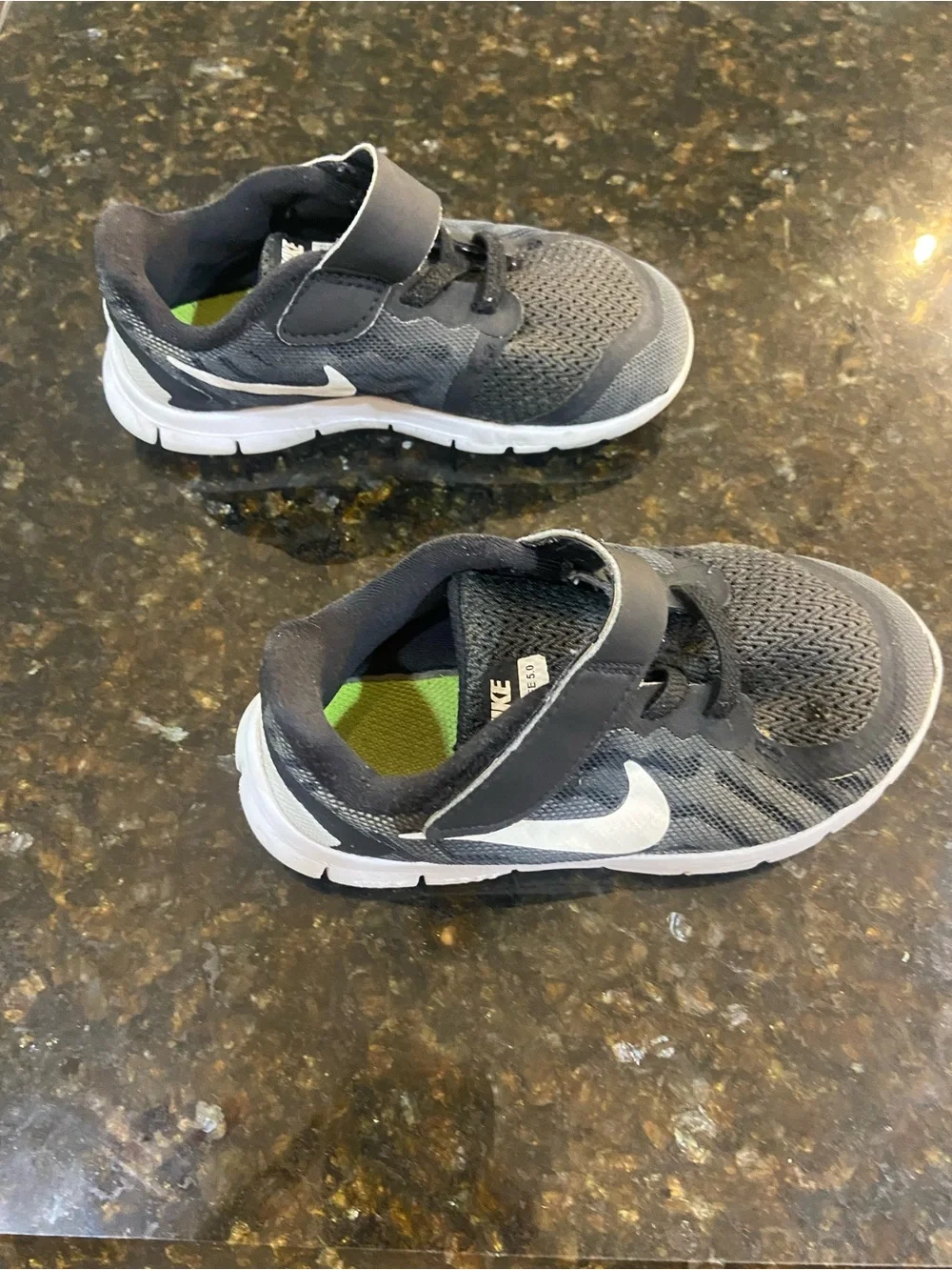 Nike Kids Black and White Velcro Mesh Sneakers